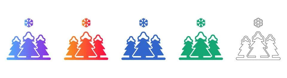 Winter Forest Landscape Icon Stock Illustration