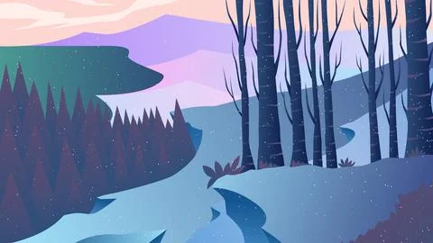 WINTER FOREST LANDSCAPE Stock Illustration