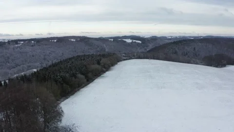 Winter forest landscape with snow covered hills and valley Video stock 152396002