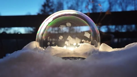 Winter Forest: Light Up Soap Bubble Ice Crystals Snow At Night Stock Footage 267067507