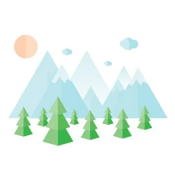 Winter forest in mountains Stock Illustration