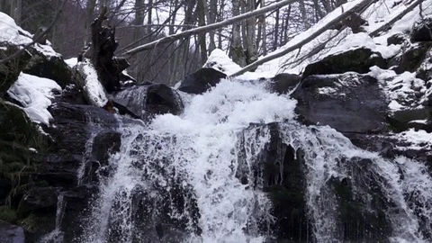 Winter forest river. slow motion. Stock Footage 84148093