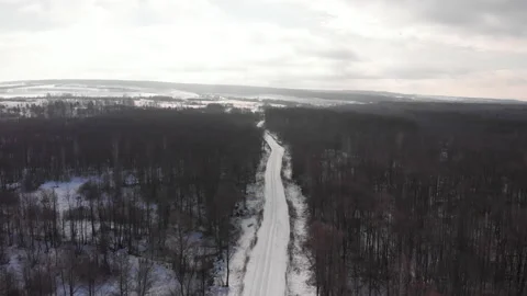 Winter forest road Stock Footage 147051375