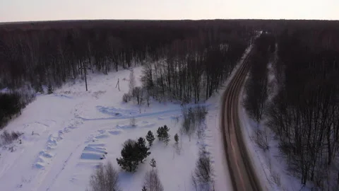 Winter forest road Stock Footage 149138178