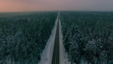 Winter forest road in Karelia Stock Footage 70403193