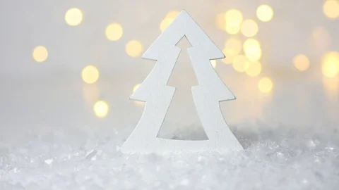 Winter forest scene. Falling snow wooden Christmas tree Stock Footage 97868221