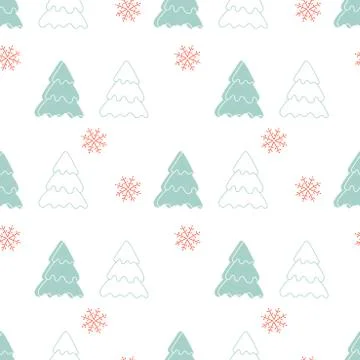 Winter forest. Seamless pattern Hand Drawing background. Stock Illustration