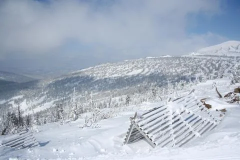 Winter forest. Ski resort. Stock Photos