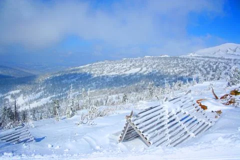 Winter forest. Ski resort. Stock Photos