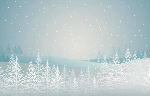 Winter forest. snow-covered spruces on hill. landscape. christmas theme Stock Illustration
