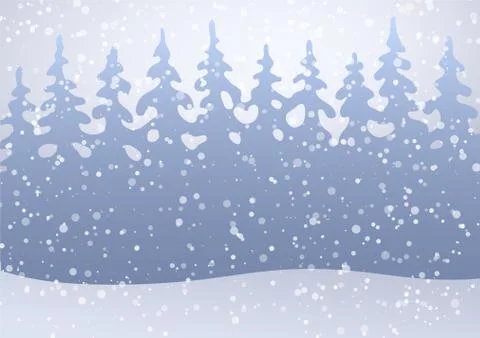 Winter forest in the snow. flat background vector illustration Stock Illustration