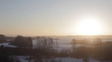 Winter forest at sunset Stock Footage 85687780