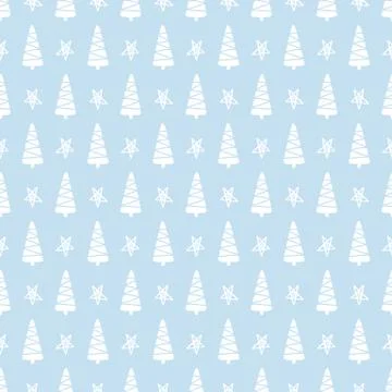 Winter forest tree doodles seamless pattern Illustrazione stock
