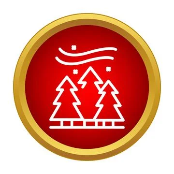 Winter forest trees icon with snow and wind Illustrazione stock