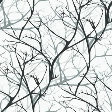 Winter forest vector seamless pattern of branches texture wood background Stock Illustration