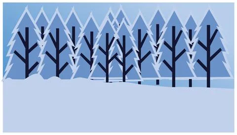 Winter forest. Winter landscape. Vector illustration in flat style. Eps 10 Stock Illustration