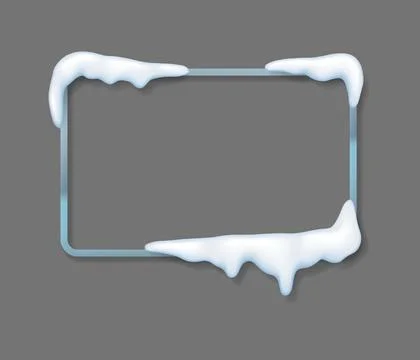 Winter Frame with Icy Snow Effect on Grey Background Stock Illustration