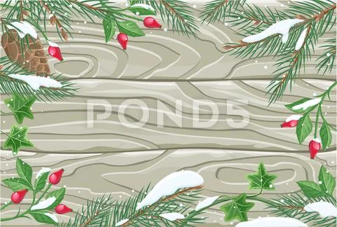 Winter frame wooden texture board Stock Illustration