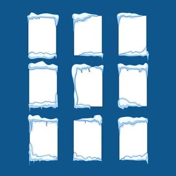 Winter frames decorating blank message banners with snow and ice Illustrazione stock