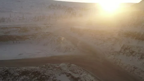 Winter frost aerial view work in the quarry 5 Stockbeeldmateriaal 150639936