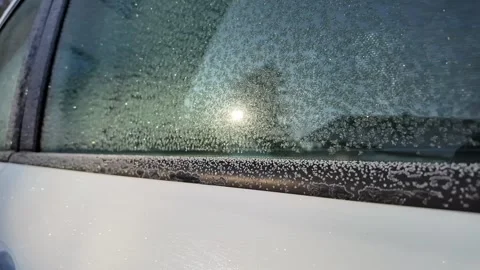 Winter Frost on Car Window Stock Footage 305088941
