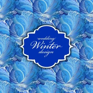 Winter frozen glass background pattern. Vintage label design. Stock Illustration