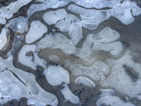 Winter - Frozen puddle Stock Photos