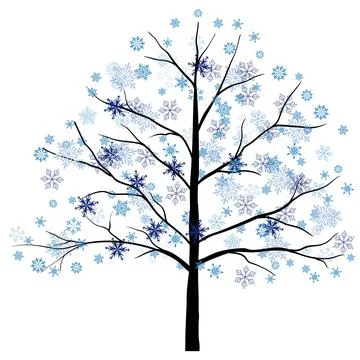 Winter Frozen Tree Stock Illustration