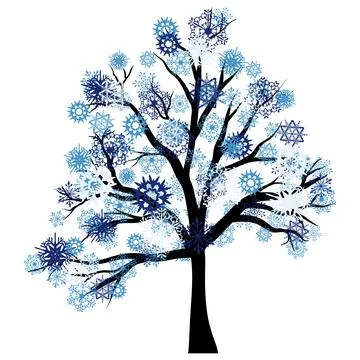 Winter Frozen Tree Stock Illustration