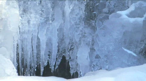 Winter Frozen Waterfall Stock Footage 92004