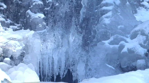 Winter Frozen Waterfall Stock Footage 92017