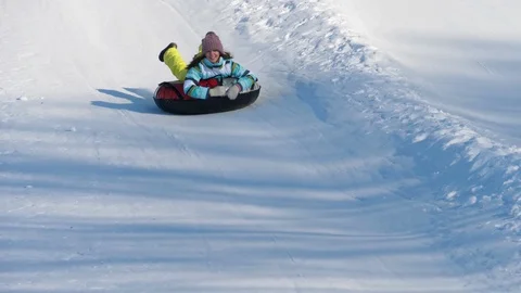 Winter fun on the hill Stock Footage 99594473