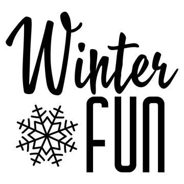 Winter Fun Lettering with Snowflake. Vector Christmas isolated illustration, Col Stock Illustration