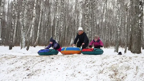 Winter fun. Skating from snowy mountains. Stock Footage 85280489