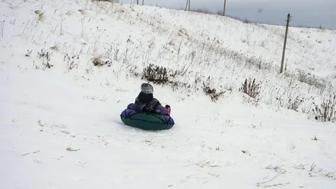 Winter fun. Skating from snowy mountains. Stock Footage 85282020