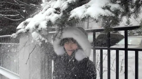 Winter fun in slow motion. Stock Footage 47419827