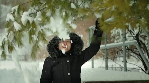 Winter fun in slow motion. Stock Footage 47420064