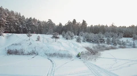 Winter fun on snowmobiles Stock Footage 59685845