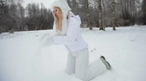 Winter fun with white snow. Stock Footage 49408394