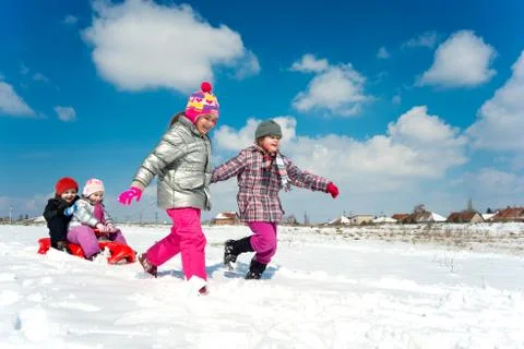 Winter games in the snow Foto stock