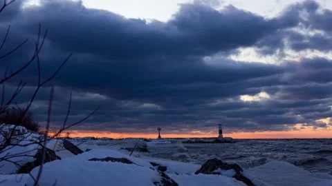 Winter Geneva Sunset 스톡 동영상 220526947