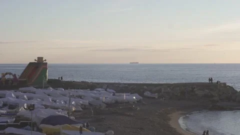 Winter Genoa Beach 4 K Stock Footage
