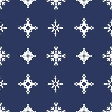 Winter geometric seamless pattern with snowflakes Stock Illustration