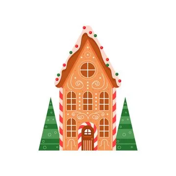 Winter gingerbread house Illustration