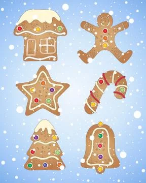 Winter gingerbread Stock Illustration