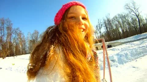 Winter   girl Video stock 10827963