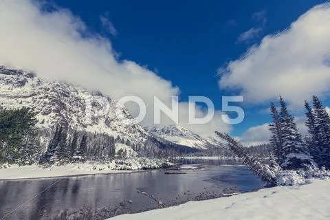 Winter in Glacier Park Stock Photos