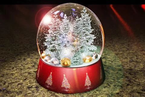Winter glass ball on a table Illustrazione stock