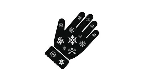 Winter Glove with Snowflake Pattern Icon Isolated on White Background Stock Illustration
