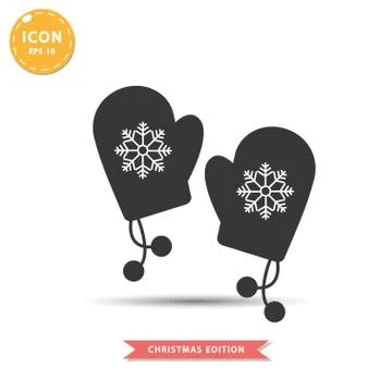 Winter gloves icon simple flat style vector illustration. Stock Illustration